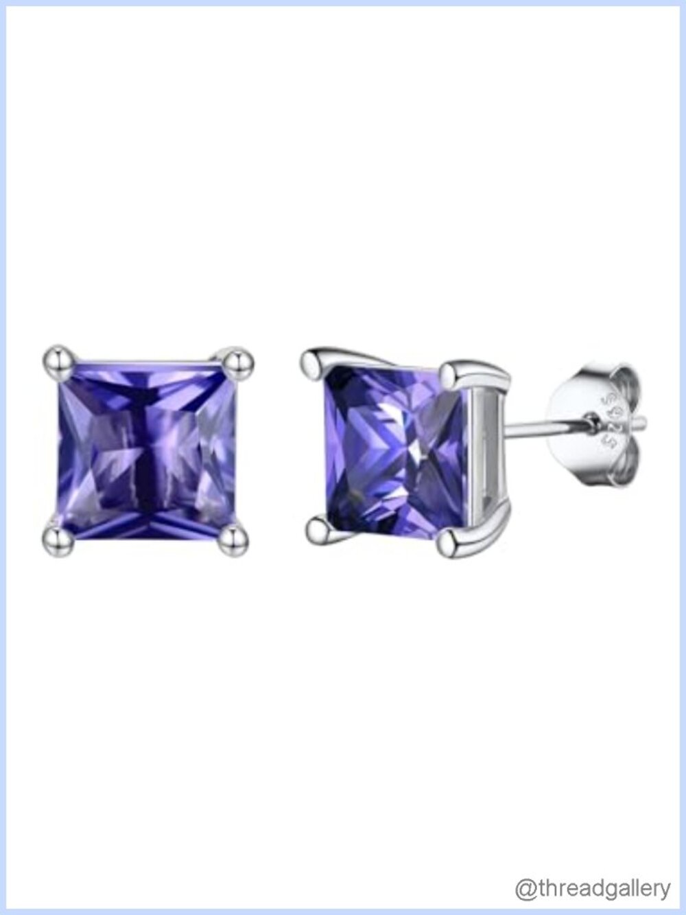Sterling Silver Birthstone Stud Earrings CZ Hypoallergenic